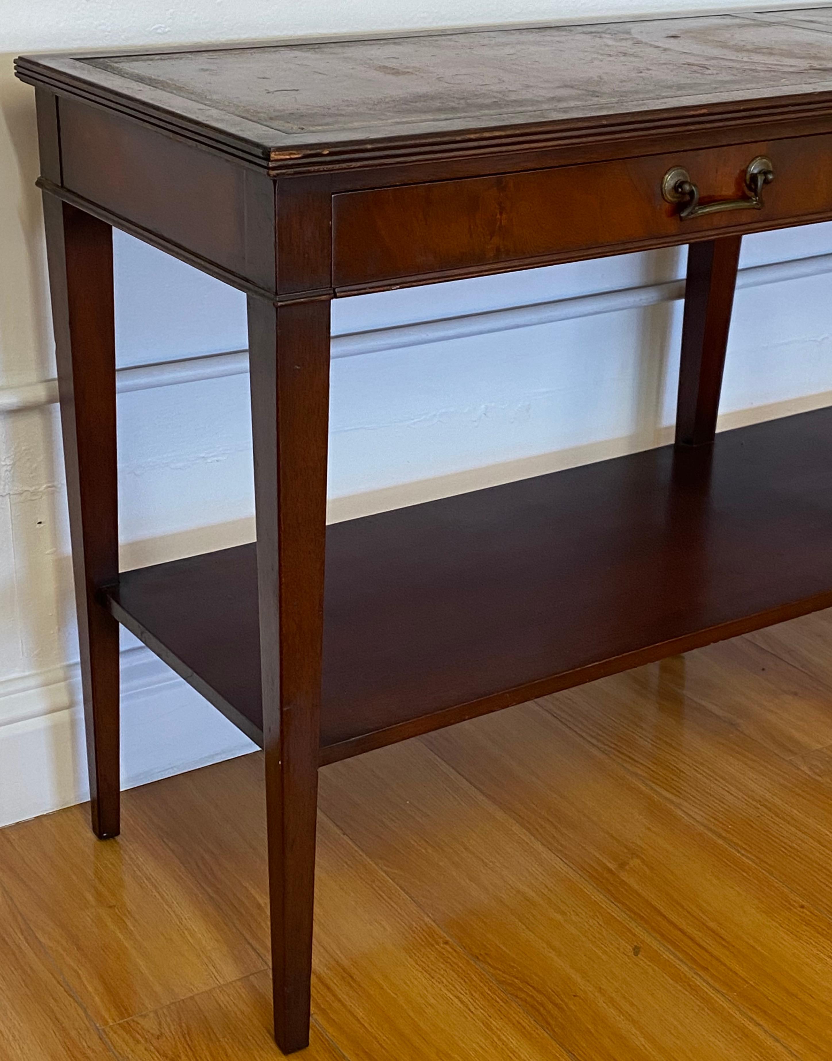 20th Century Mid Century Mahogany Two Drawer Console Table by W & J Sloan