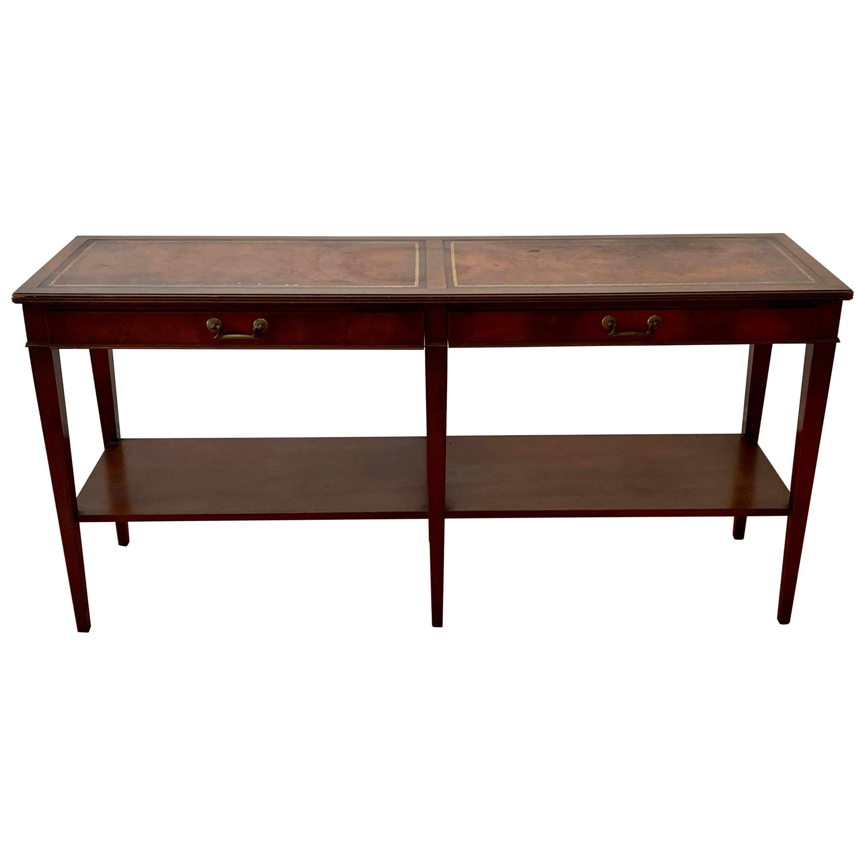 Mid Century Mahogany Two Drawer Console Table by W & J Sloan