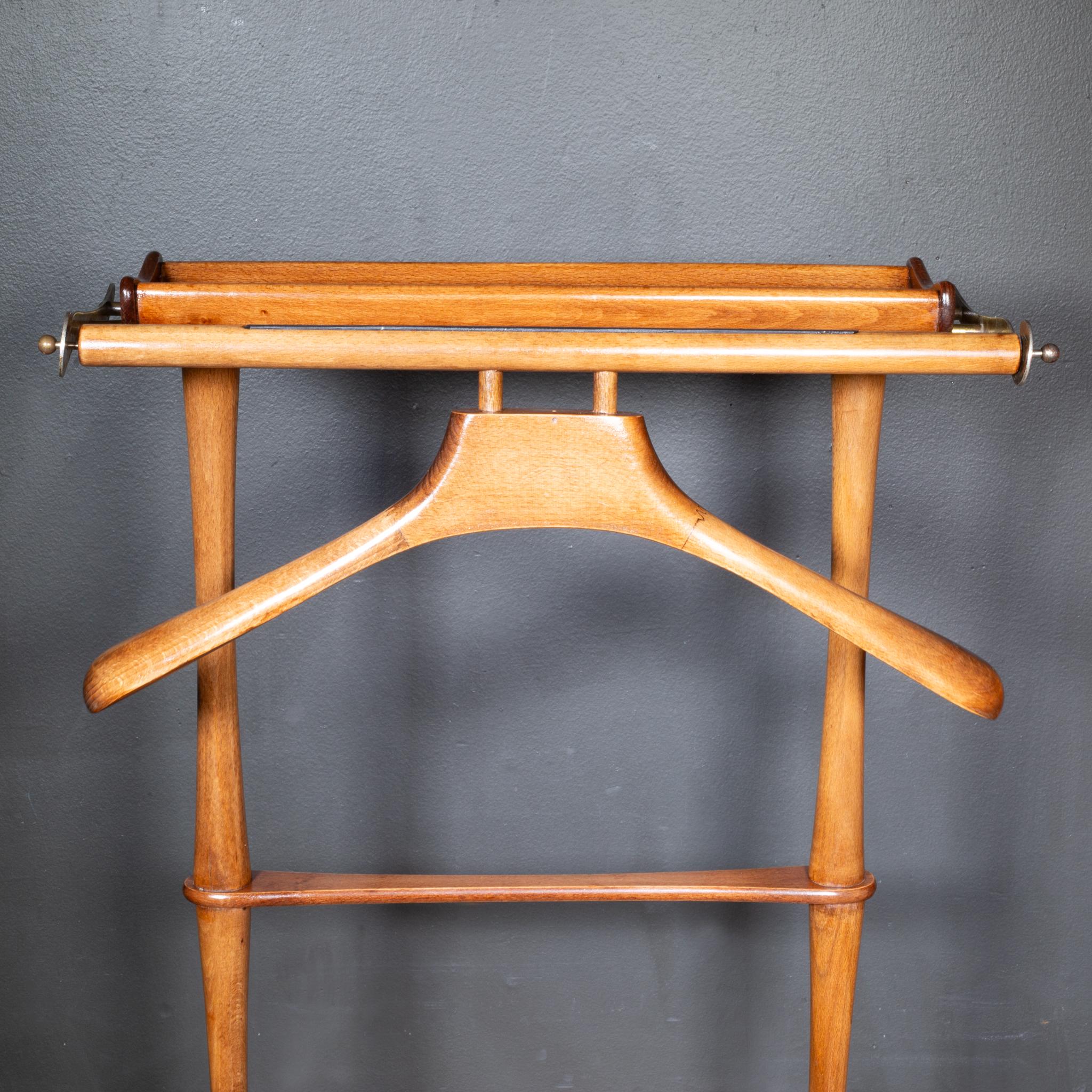 Valet de caoba de mediados de siglo con asiento de junco c.1950s, Italia en Bueno estado para la venta en San Francisco, CA