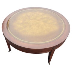 MId-Century Mahogany with Stenciled Tooled Leather Top Cocktail Table