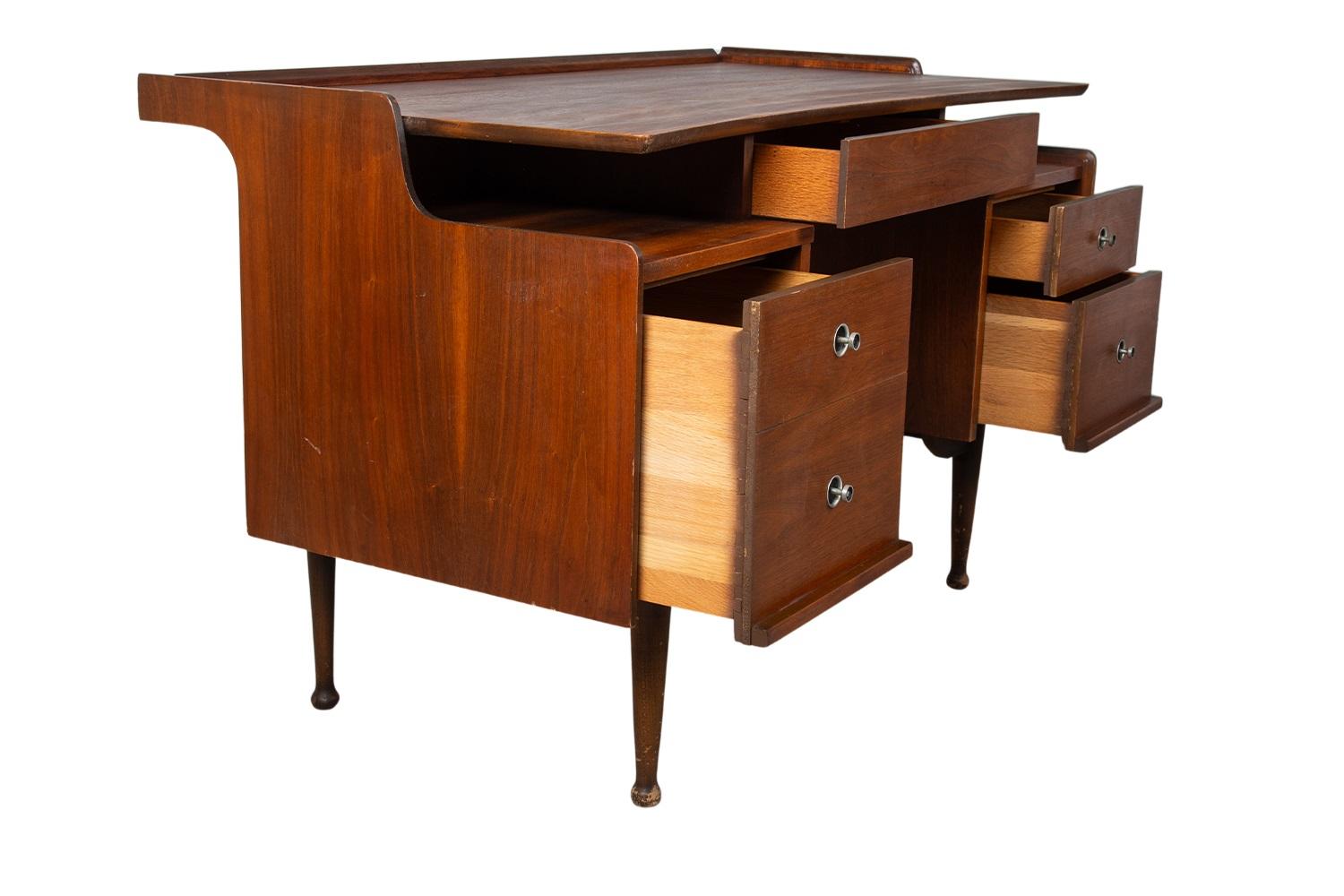 Mid-20th Century Mid-Century Mainline Hooker Floating Walnut Desk For Sale