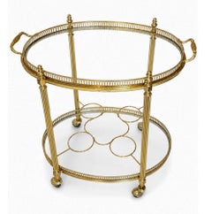 Mid-century Maison Baguès Brass Oval Bar Cart, circa 1960