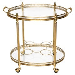 Mid-century Maison Baguès Brass Oval Bar Cart, circa 1960