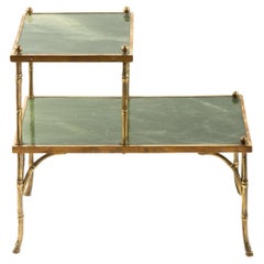 Mid-Century Maison Baguès Beistelltisch aus Faux-Bambus mit marmorierten Harzböden