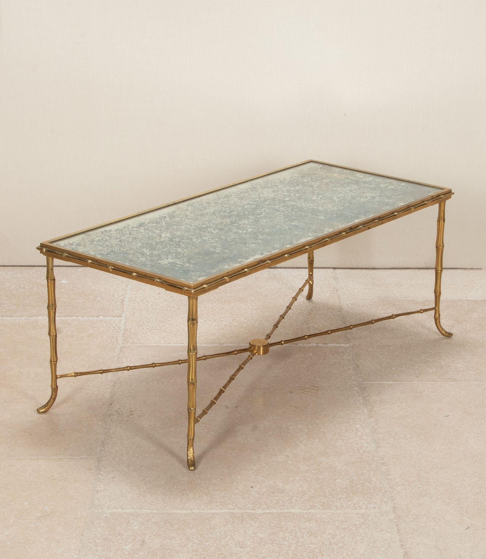 French Mid-Century Maison Bagues Style Brass Coffee Table For Sale