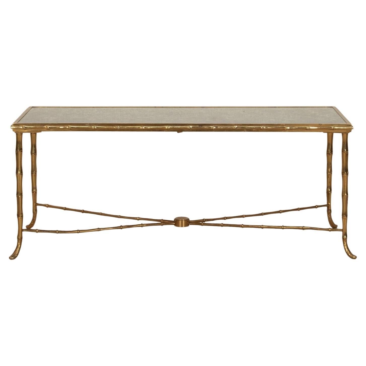 Mid-Century Maison Bagues Style Brass Coffee Table For Sale