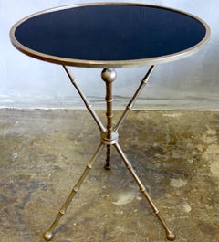 Midcentury Maison Baguès Tripod Table with Original Opaline Glass