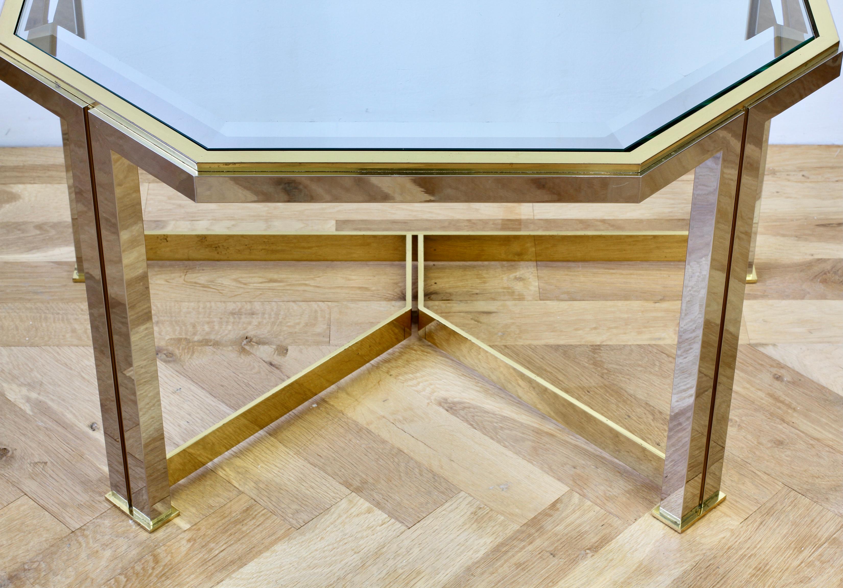 Mid-Century Maison Charles Style Brass & Chrome Bicolor Side Table, circa 1970s For Sale 3