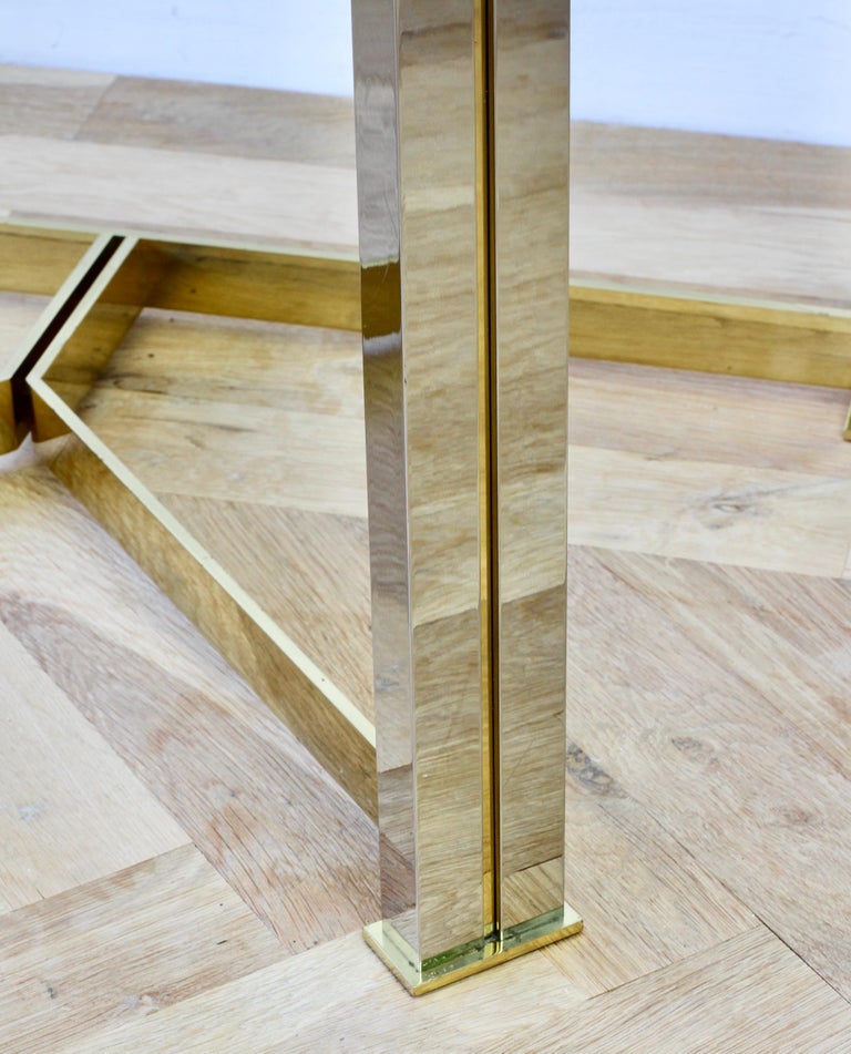 Mid-Century Maison Charles Style Brass & Chrome Bicolor Side Table, circa 1970s For Sale 5