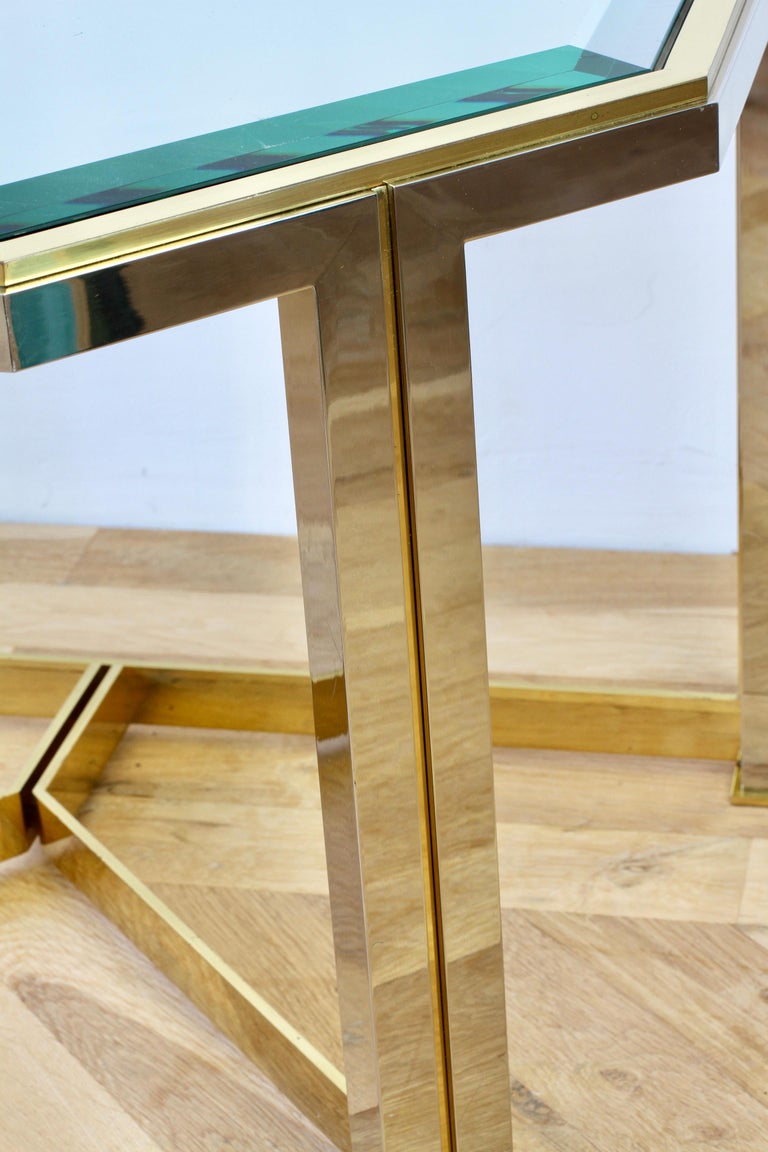 Mid-Century Maison Charles Style Brass & Chrome Bicolor Side Table, circa 1970s For Sale 8