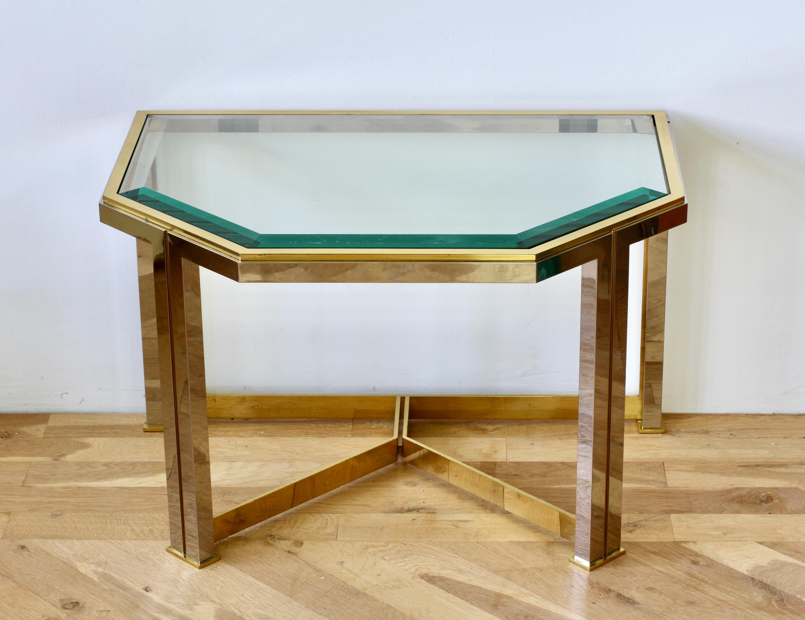 Mid-Century Maison Charles Style Brass & Chrome Bicolor Side Table, circa 1970s For Sale 1
