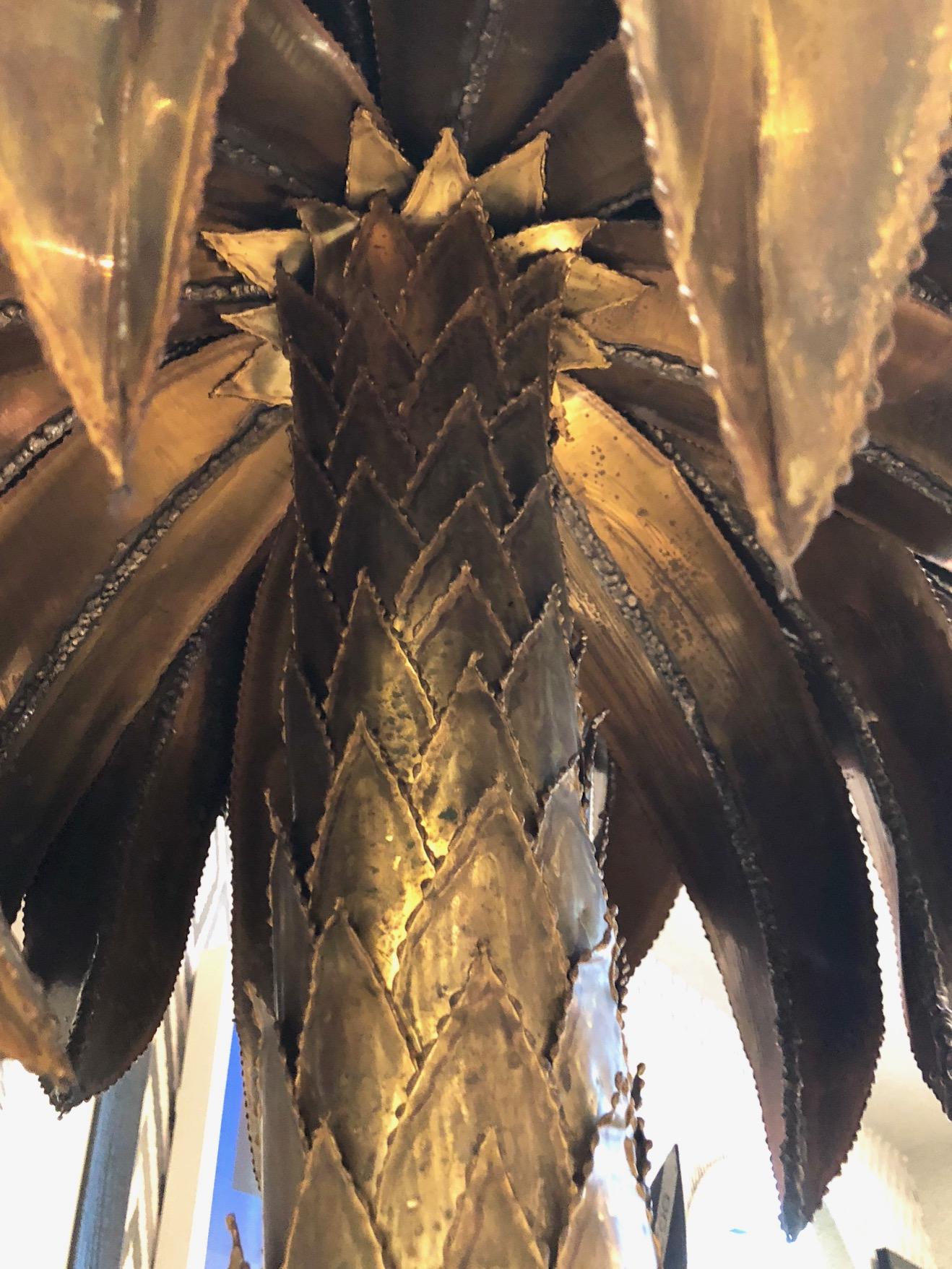 Midcentury Maison Jansen Brass Palm Tree Floor Lamp In Good Condition In West Hollywood, CA