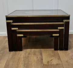 Mid-century Maison Jansen Campaign Style Large Nest of 3 Tables