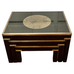 Mid-century Maison Jansen Campaign Style Large Nest of 3 Tables