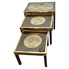 Vintage Mid-century Maison Jansen Campaign Style Nest of 3 Tables