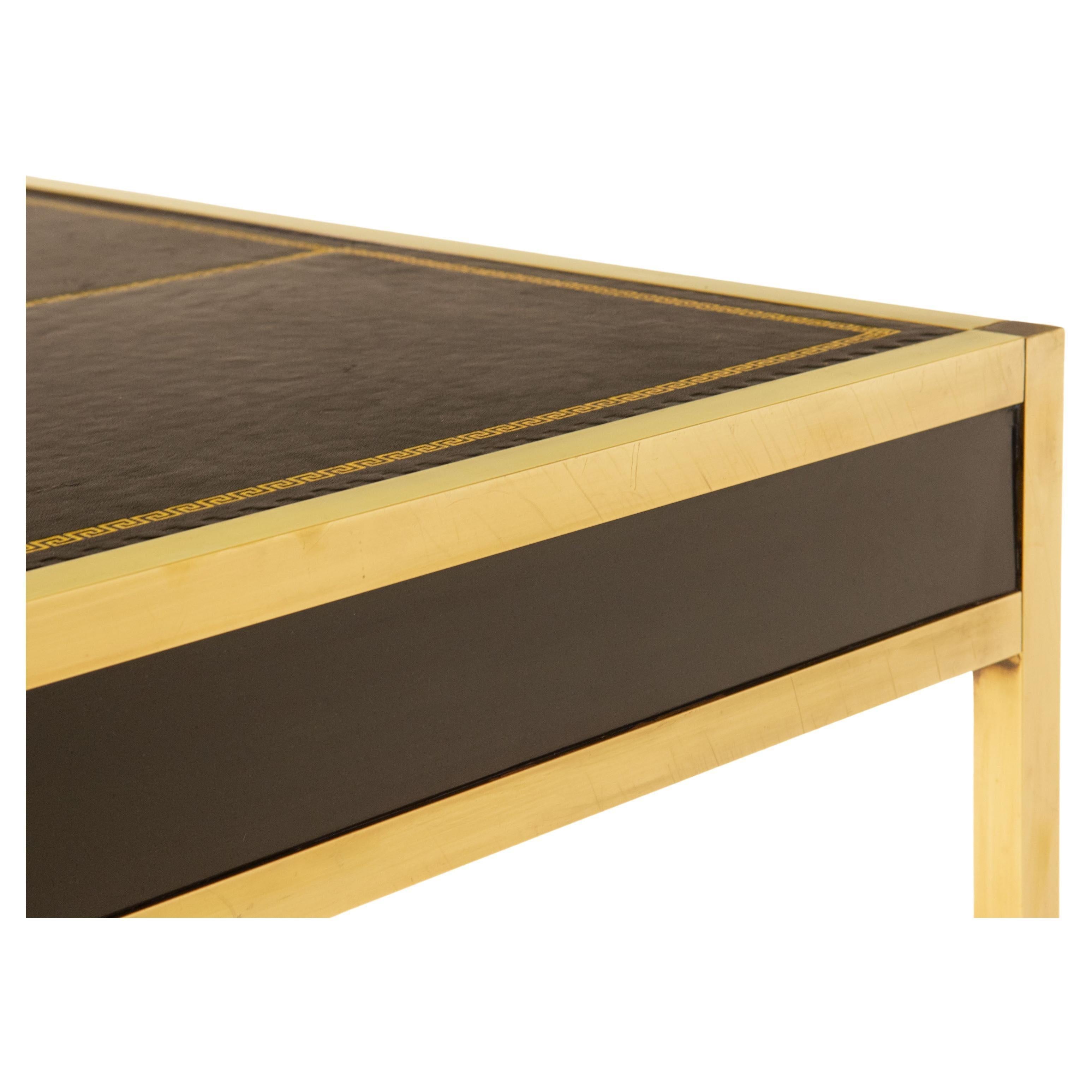 Mid Century Maison Jansen Manner Messing & Leder Top Schreibtisch Schreibtisch 1950s im Angebot 8