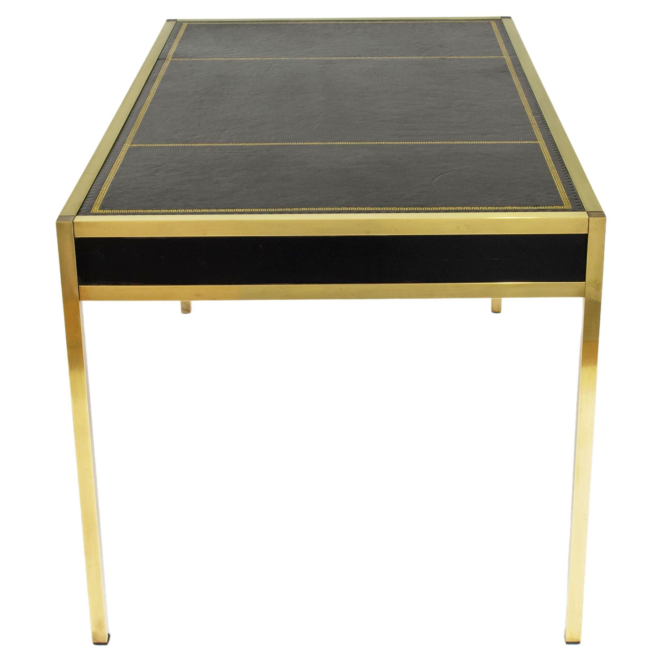 Mid Century Maison Jansen Manner Messing & Leder Top Schreibtisch Schreibtisch 1950s im Angebot 12
