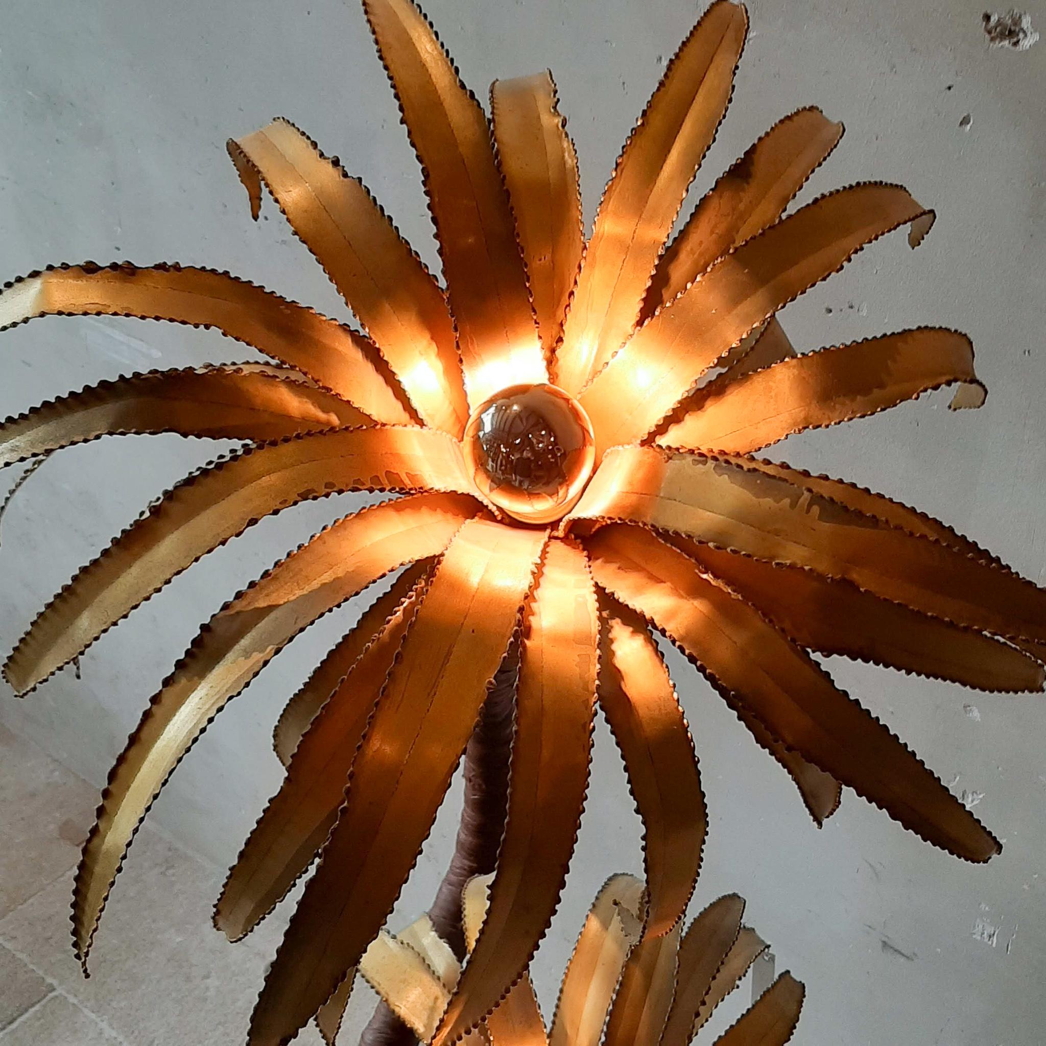 Midcentury Maison Jansen Palm Tree Lamp In Good Condition In Baambrugge, NL