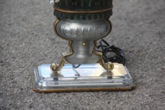 Midcentury Maison Jansen Table Lamp France Design 1950 Crystal Brass Parchment