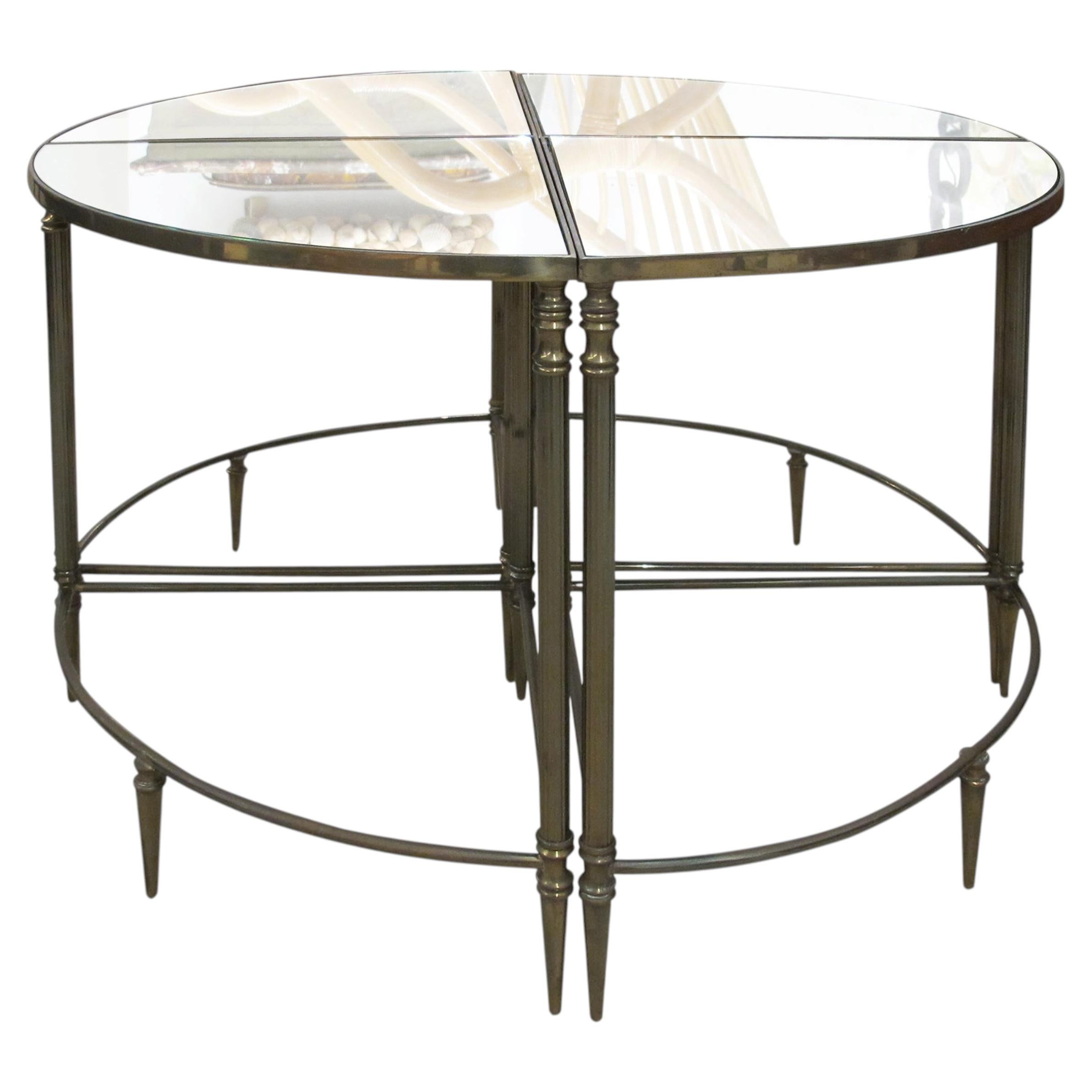 Mid-Century Maison Lancel Style Four-Piece Mirrored Tables For Sale