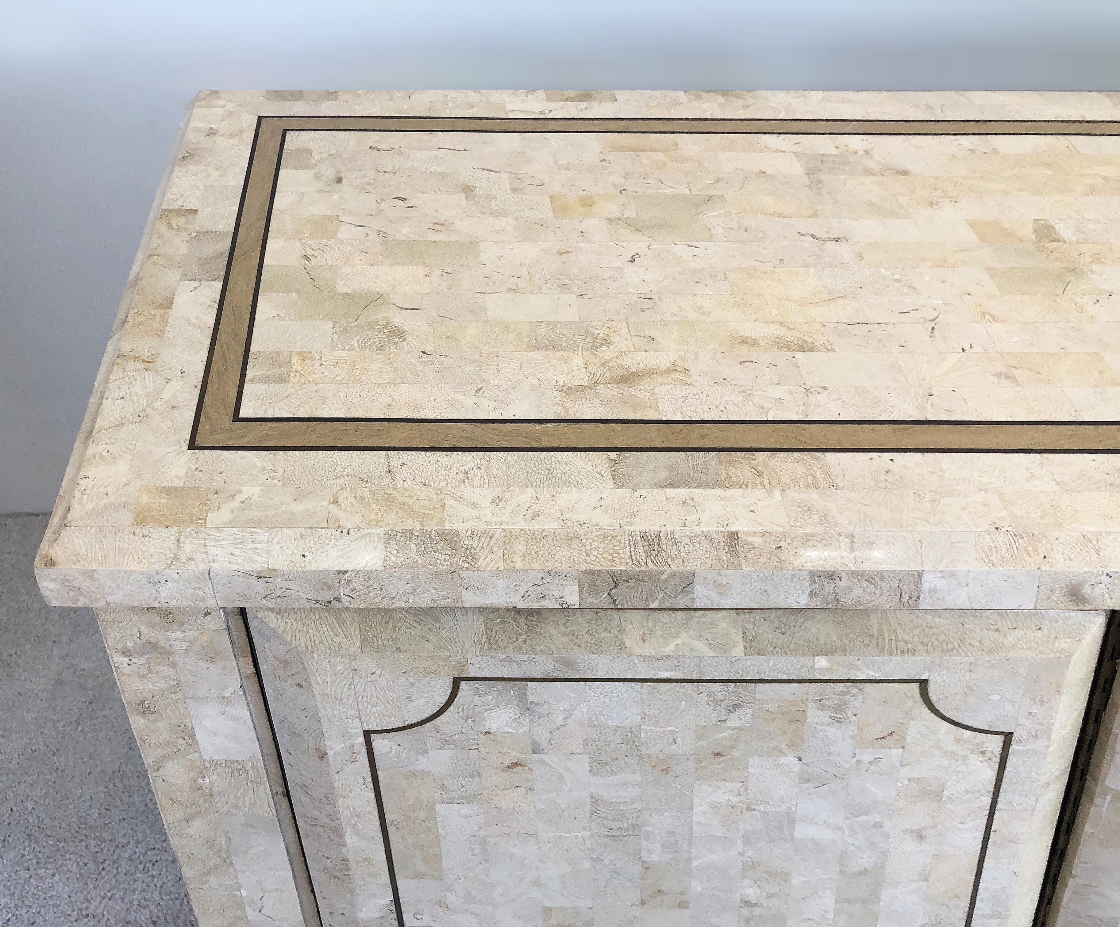 Midcentury Maitland-Smith Tessellated Stone Credenza with Brass 2