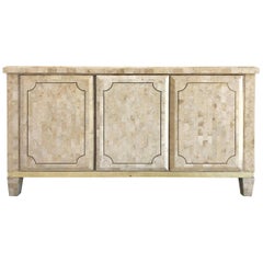 Midcentury Maitland-Smith Tessellated Stone Credenza with Brass