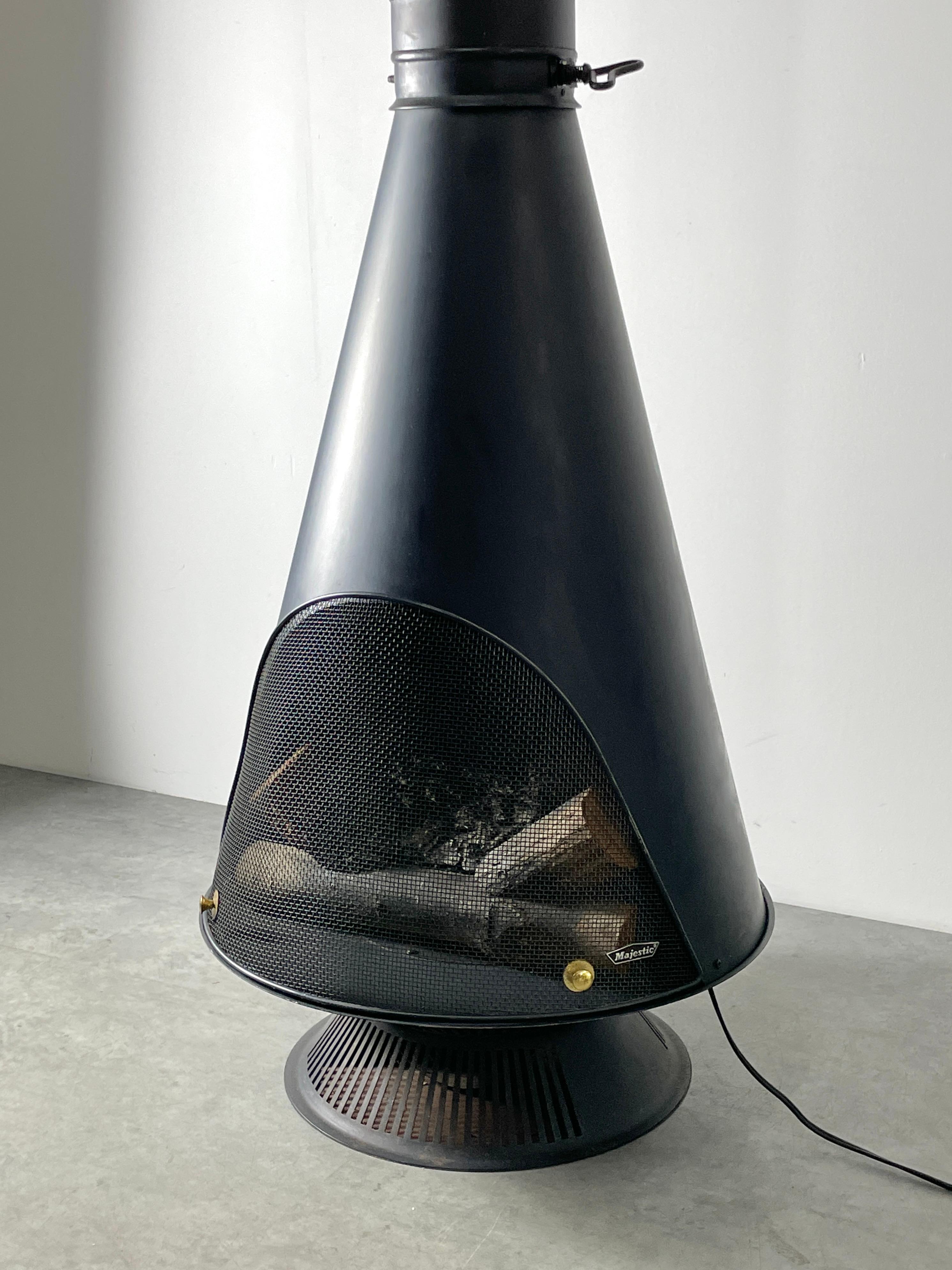 Mid-20th Century Mid Century Majestic Jupiter Black Metal Electric Freestanding Cone Fireplace