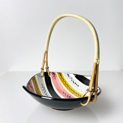 Mid Century Majolika ceramic bowl with handle No. 4887