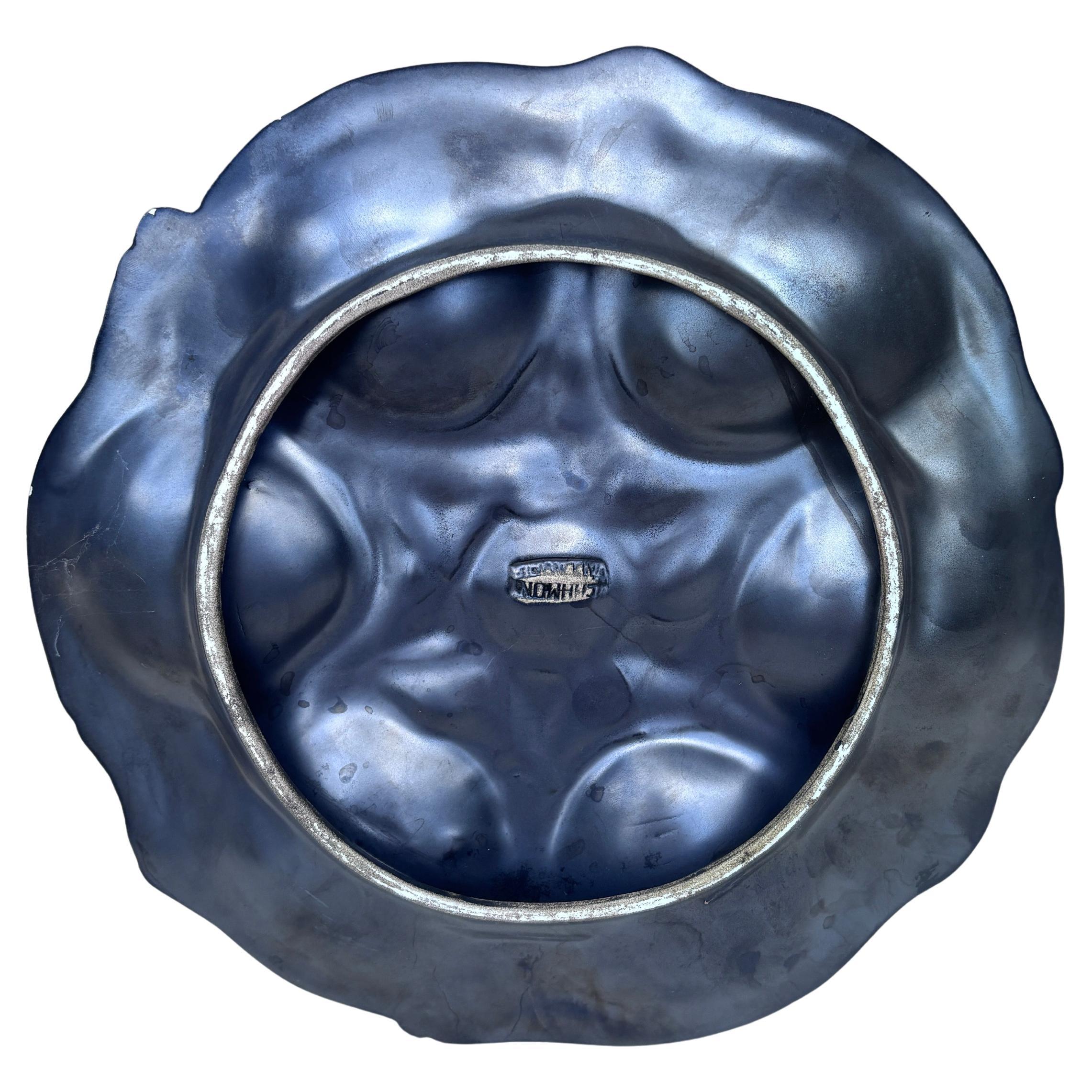 Mid-Century Modern Mid-Century Majolica Black Oyster Plate Vallauris For Sale