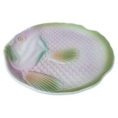Mid-Century Majolica Fish Plate Salins Les Bains