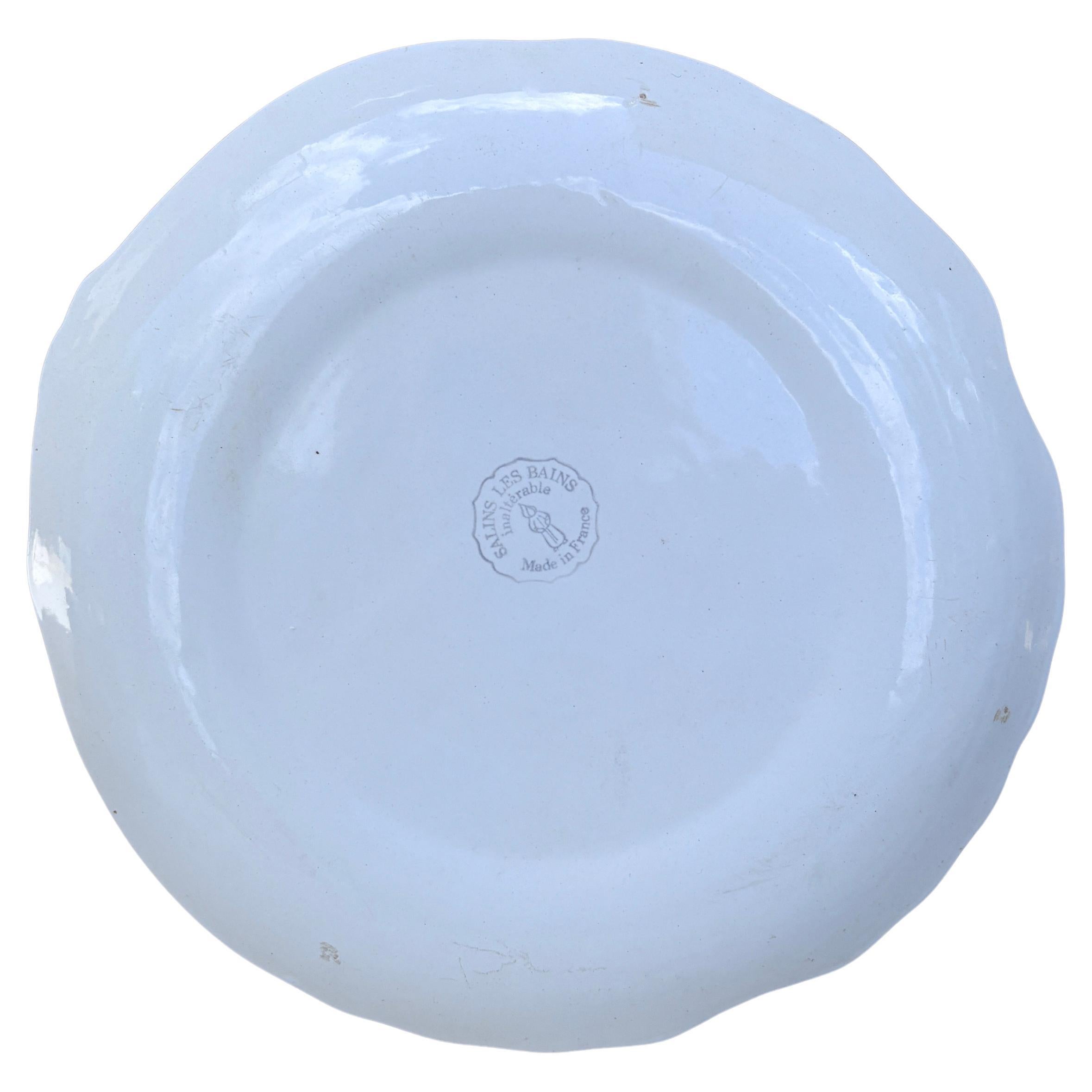 Mid-Century Modern Assiette à poisson en majolique du milieu du siècle Salins Les Bains en vente