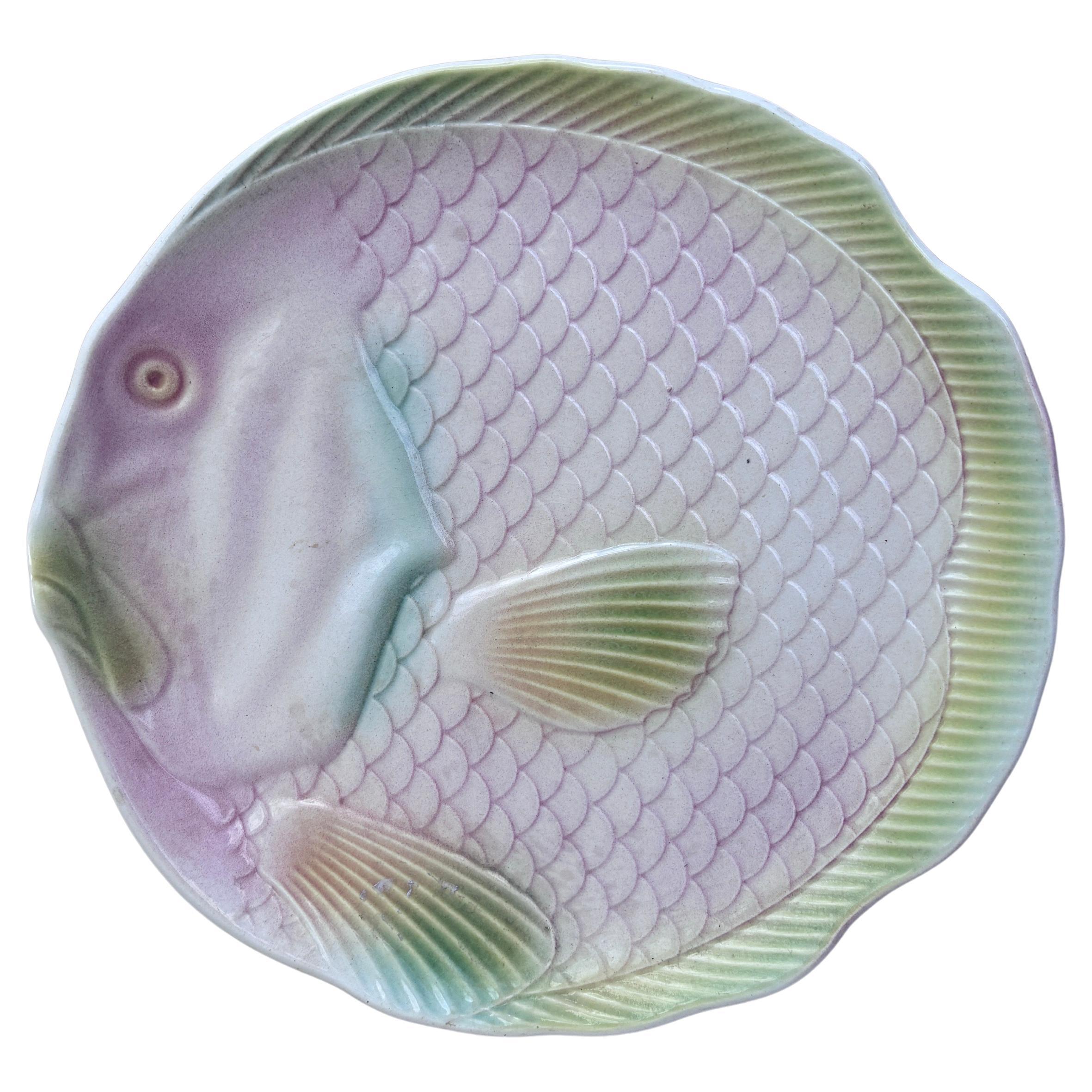 Mid-Century Majolica Fish Plate Salins Les Bains