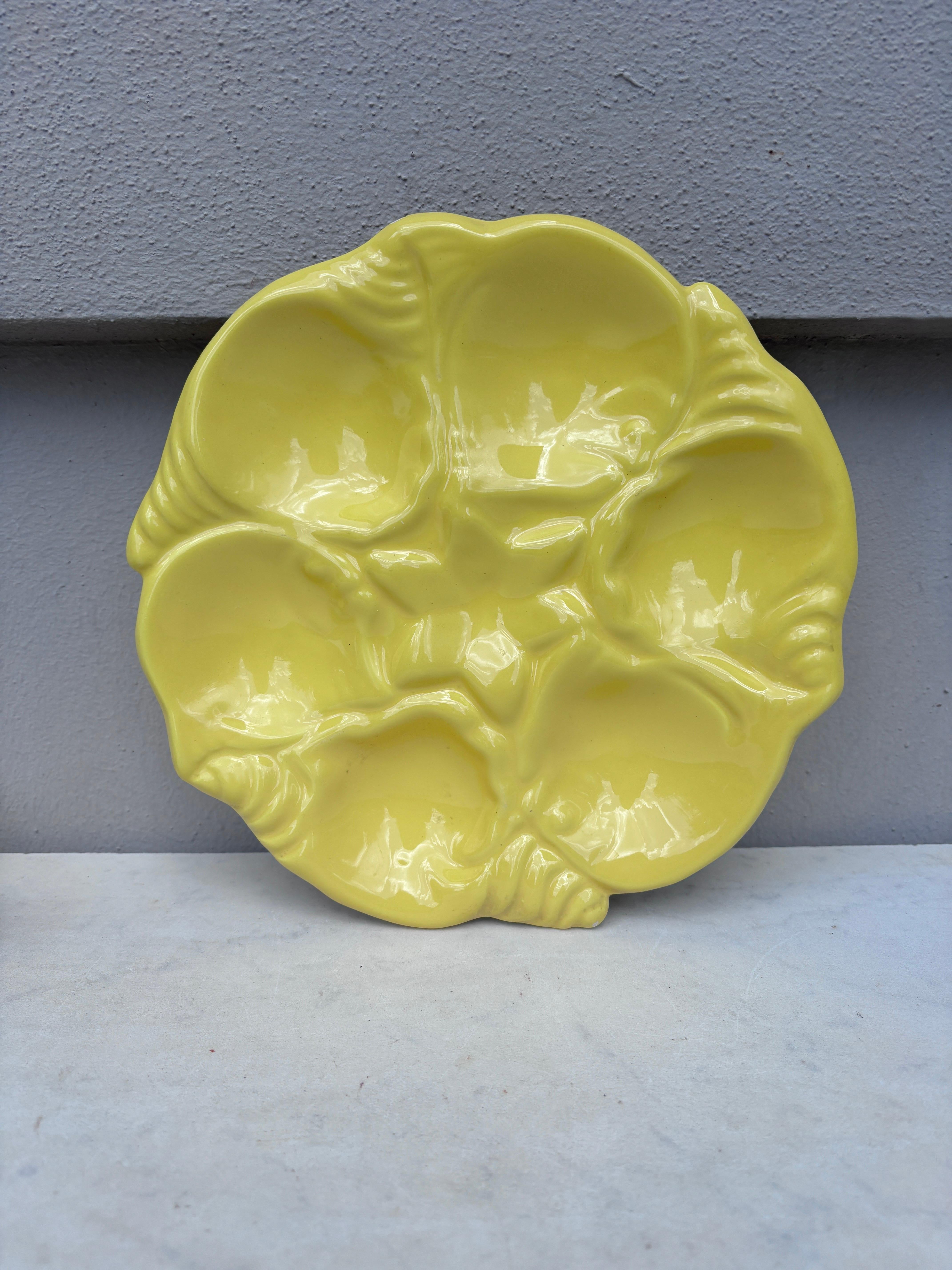 French Mid-Century Majolica POrange Oyster Plate Vallauris For Sale