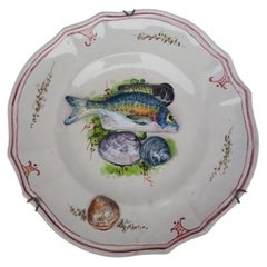 Mid-Century Majolica Palissy Fish Sealife Plate Vallauris