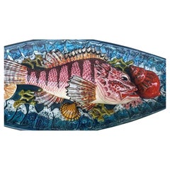 Mid-Century Majolica Palissy Fish Sealife Platter Vallauris