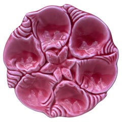 Mid-Century Majolica Pink Oyster Plate Vallauris