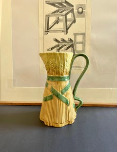Mid Century Majolica Pitcher, Art Nouveau Style by Bordallo Pinheiro, Portugal