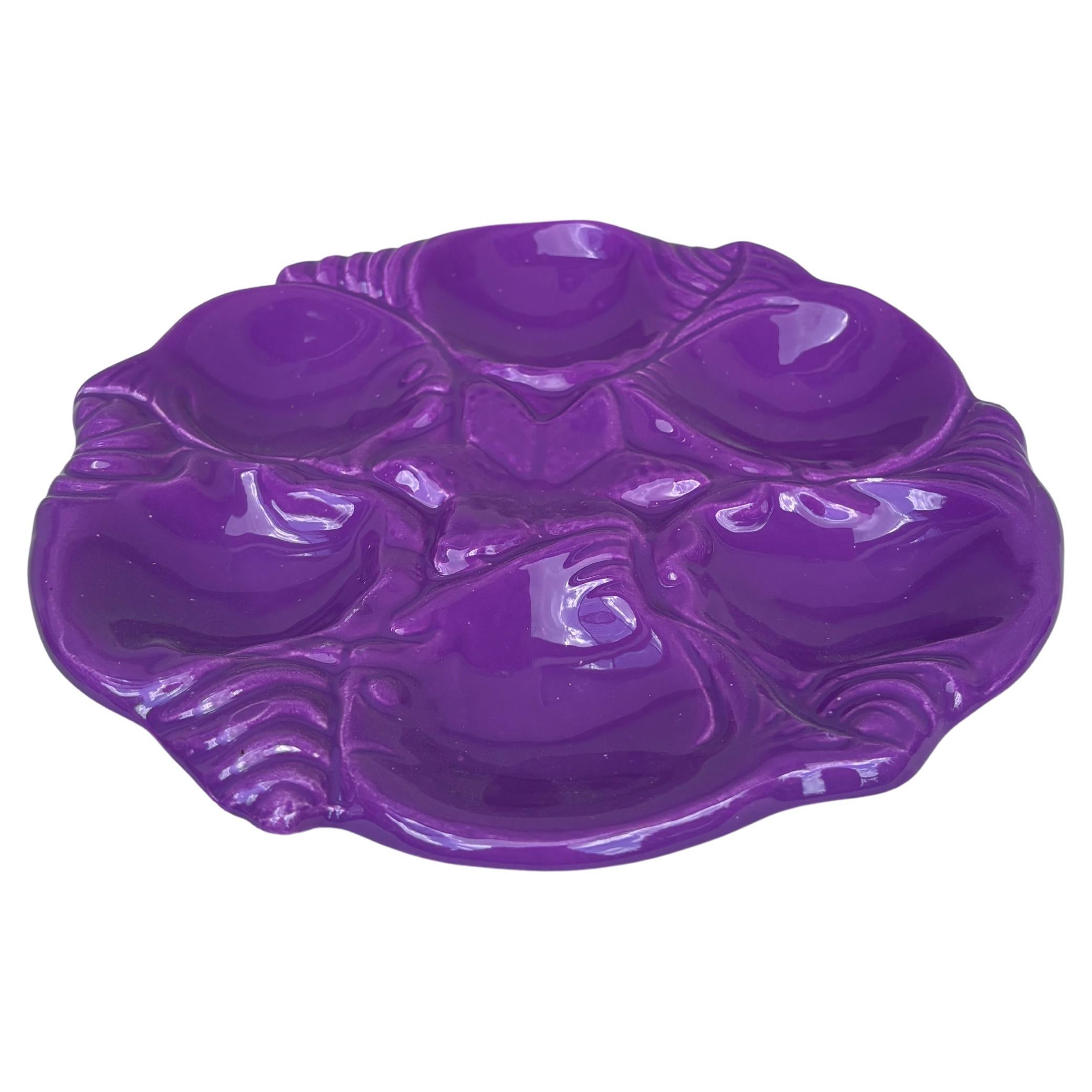 Mid-Century Ceramic Purple Oyster Plate Vallauris circa 1950.
9 colors available.
pink,navy blue,yellow,orange,green,purple,black,aqua,red.
