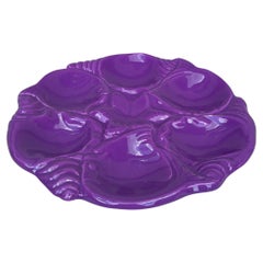 Mid-Century Majolica Purple Oyster Plate Vallauris