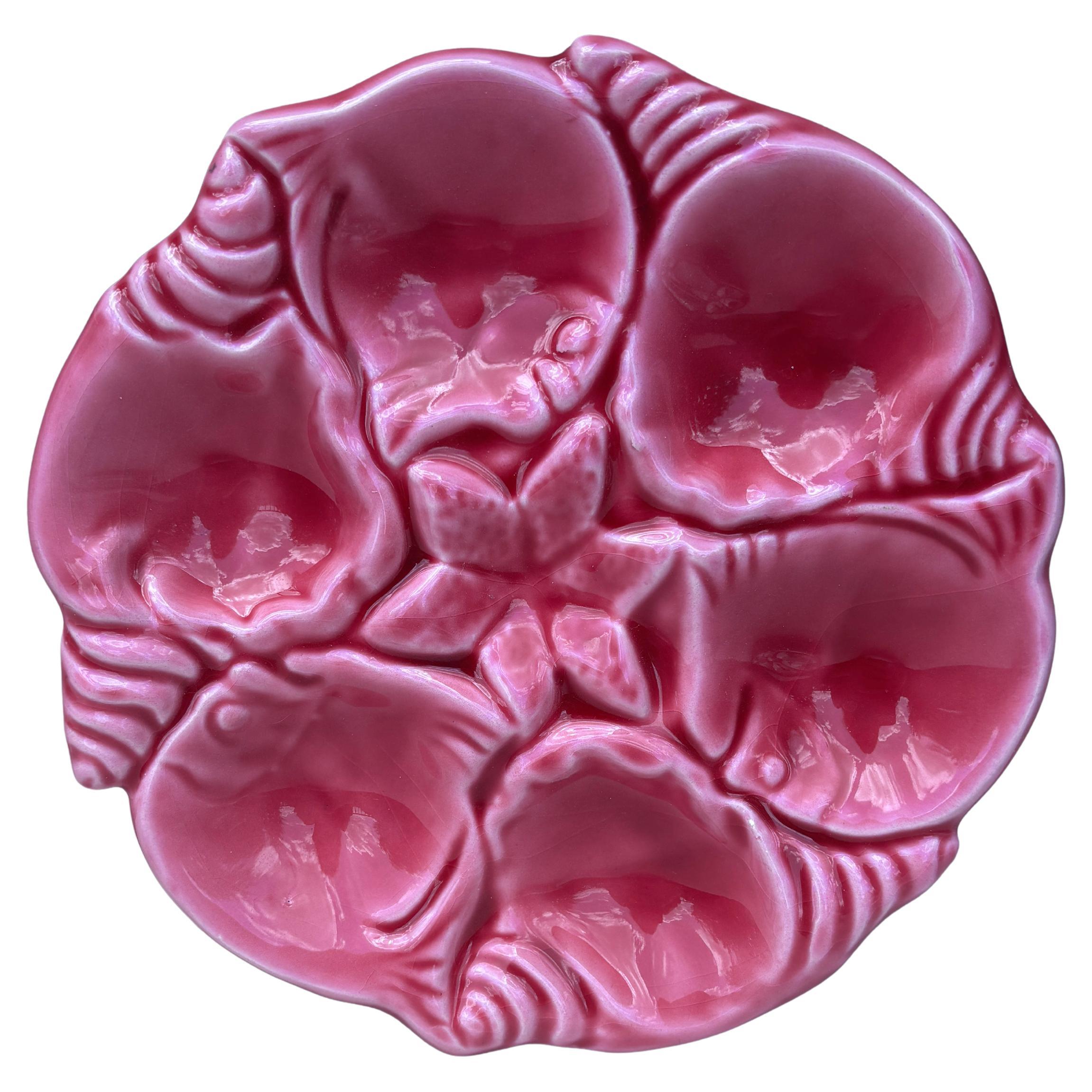 Mid-20th Century Mid-Century Majolica Purple Oyster Plate Vallauris For Sale