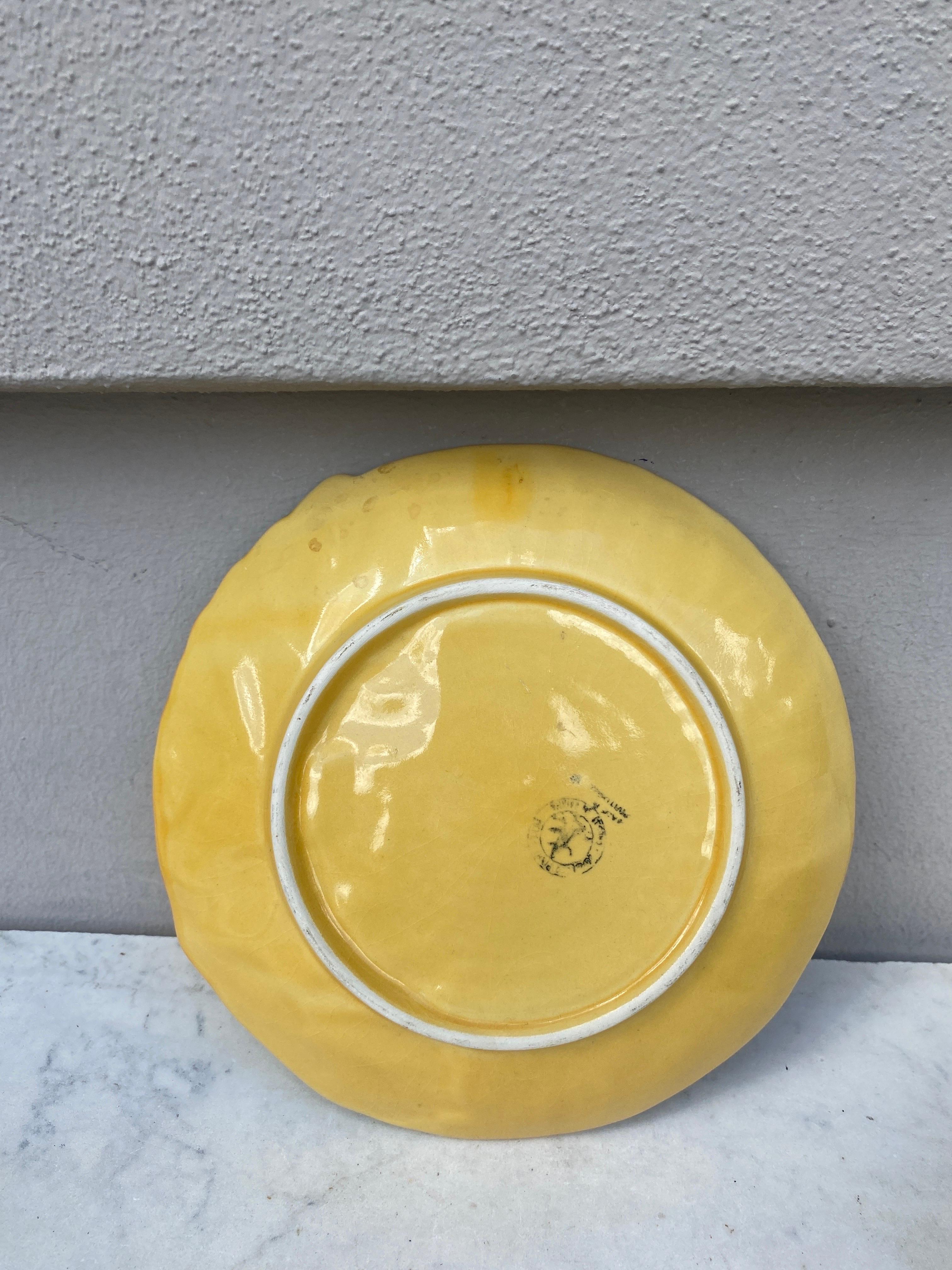 French Mid-Century Majolica Sunflower Plate For Sale