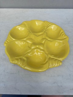 Mid-Century Majolica Yellow Oyster Plate Vallauris