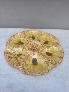 Mid-Century Majolica Yellow Oyster Plate Vallauris