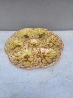 Mid-Century Majolica Yellow Oyster Plate Vallauris