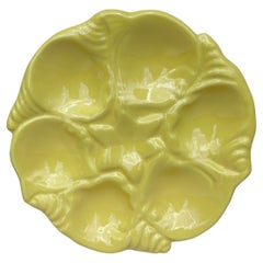 Mid-Century Majolica Yellow Oyster Plate Vallauris