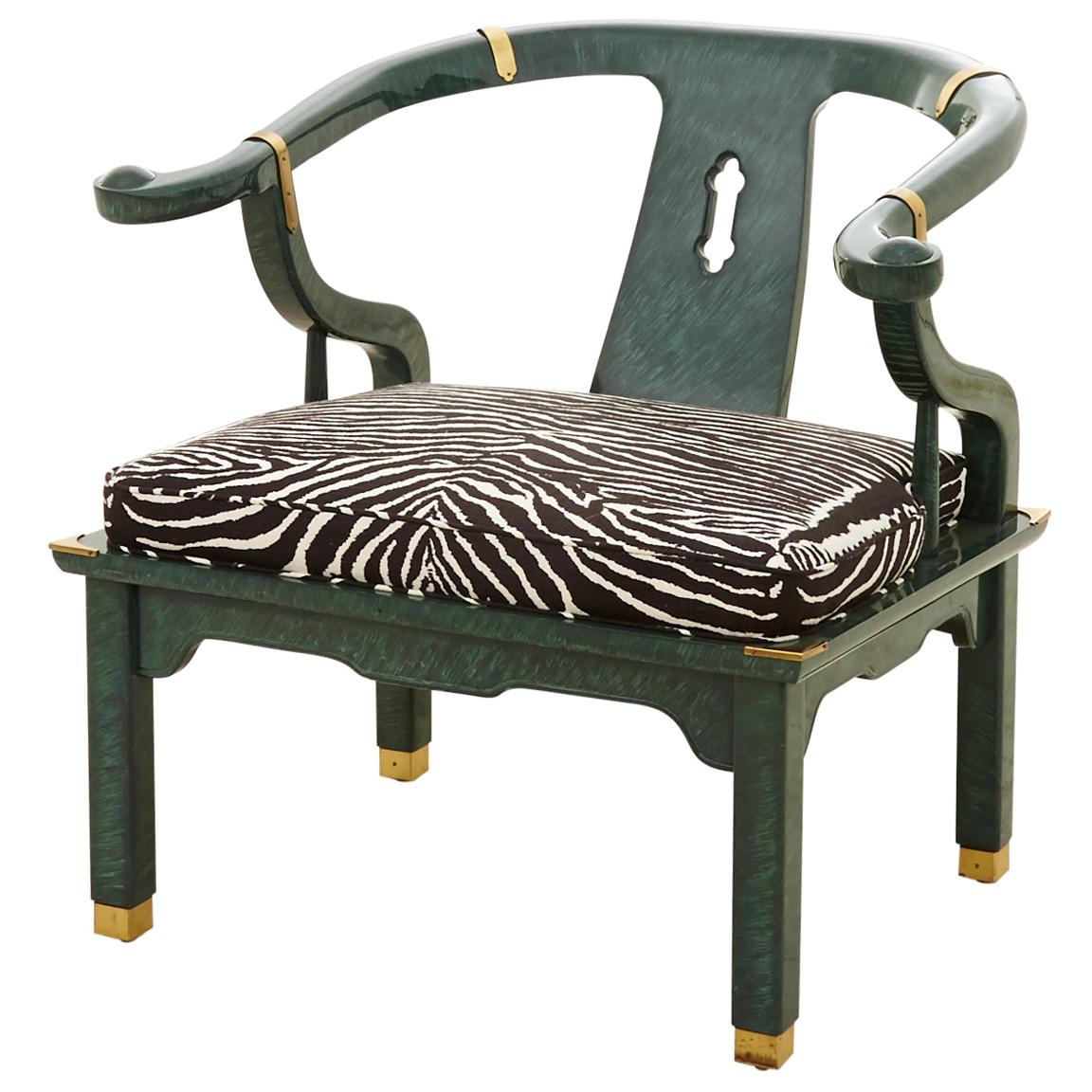 Midcentury Malachite Ming Side Chair For Sale