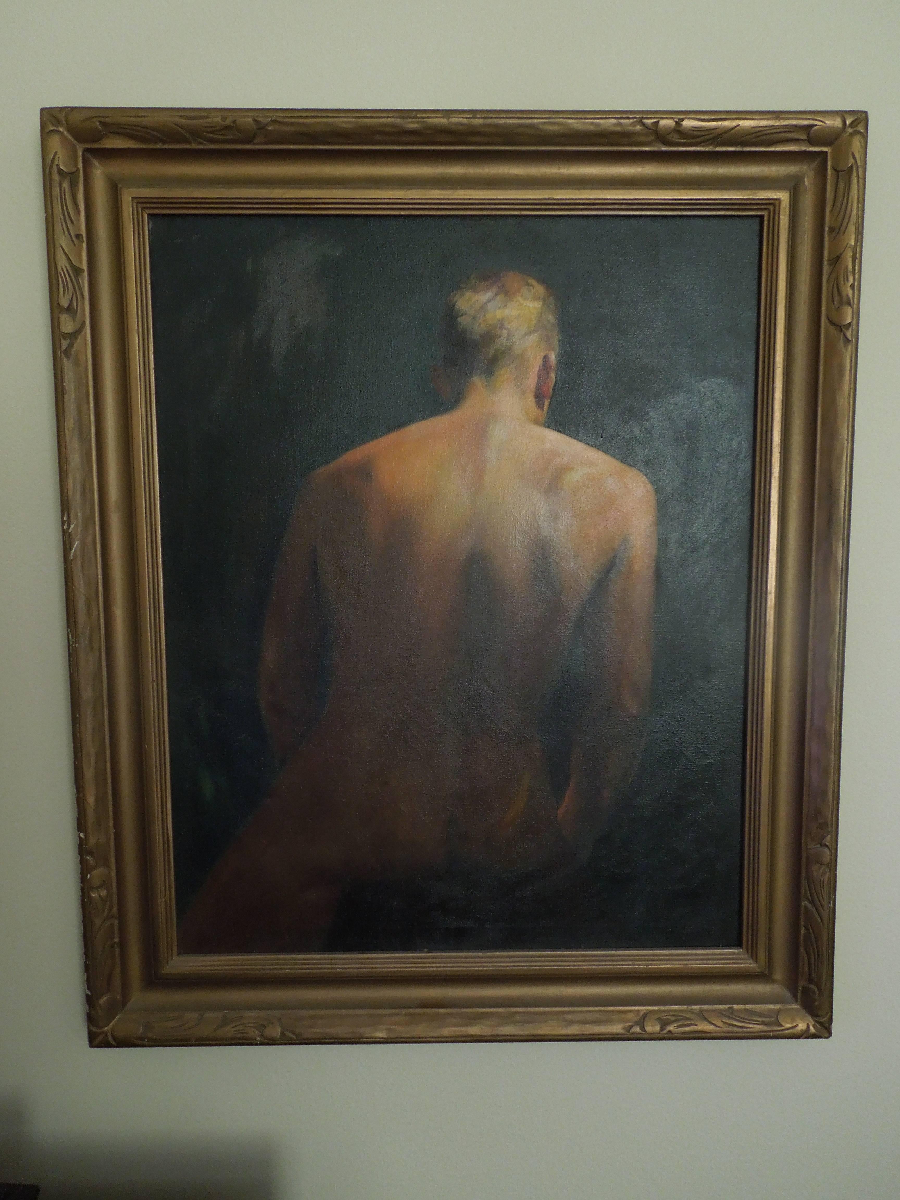 Midcentury Male Portrait Original Painting by Hollywood Artist In Good Condition In Palm Springs, CA