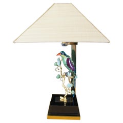 Mid Century Mangani Oggetti Gold Plated Italian Sculptural Porcelain Parrot Lamp