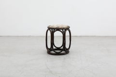Mid-Century Manou Bamboo Stool with Floral Cushion