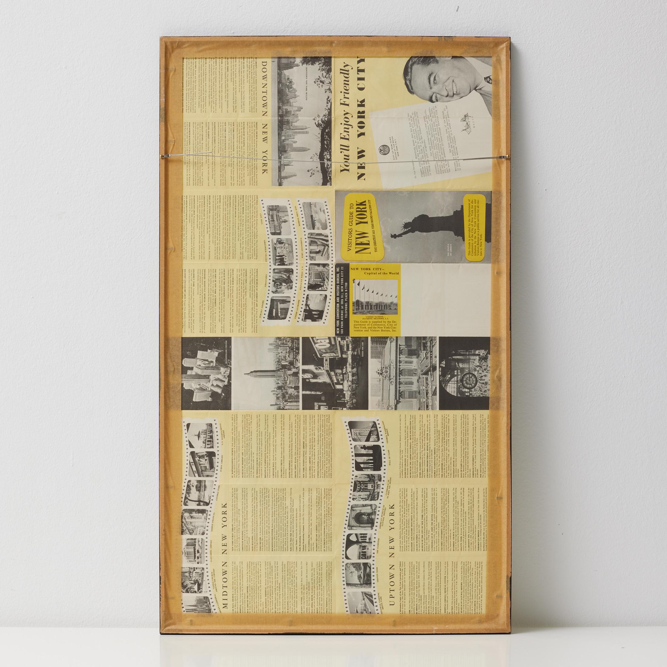 Mid-Century Map of New York, Framed in Black Lacquered Wood For Sale 6